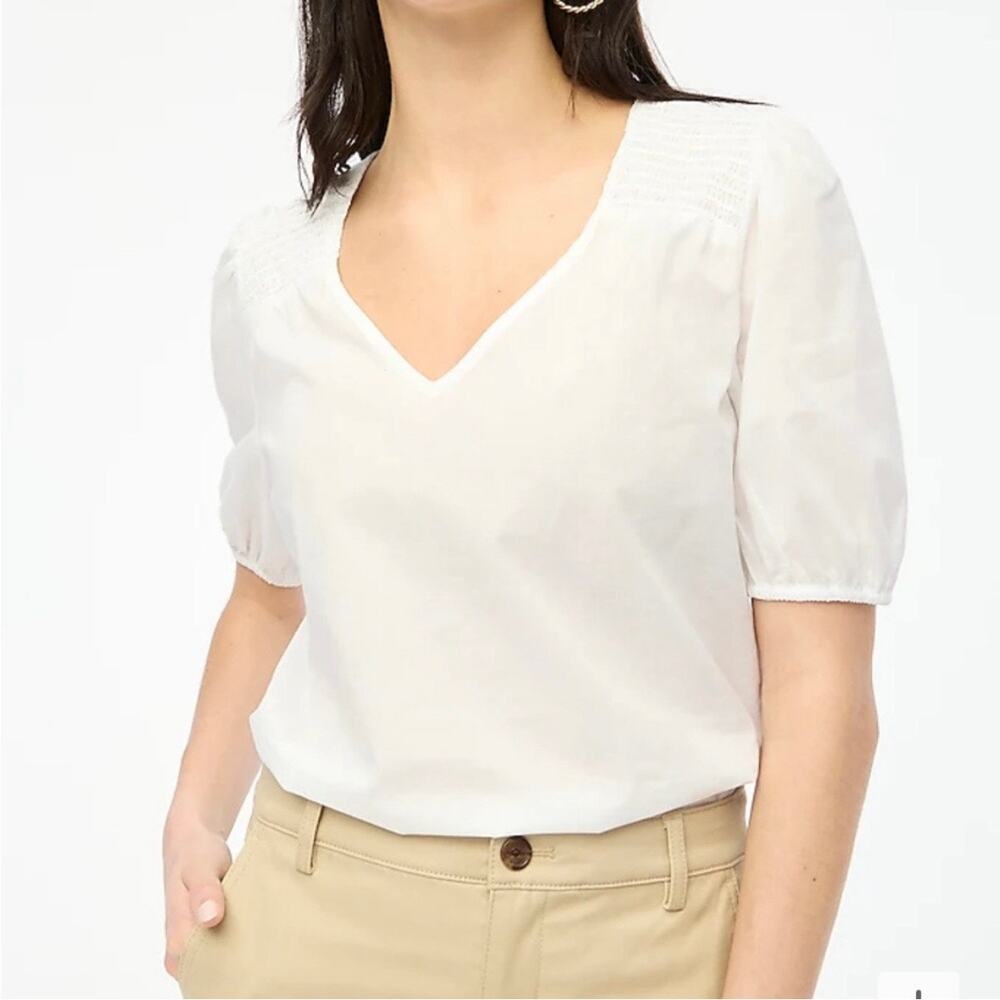 j. crew factory short-sleeve v-neck top by433 women white xx-small xxs